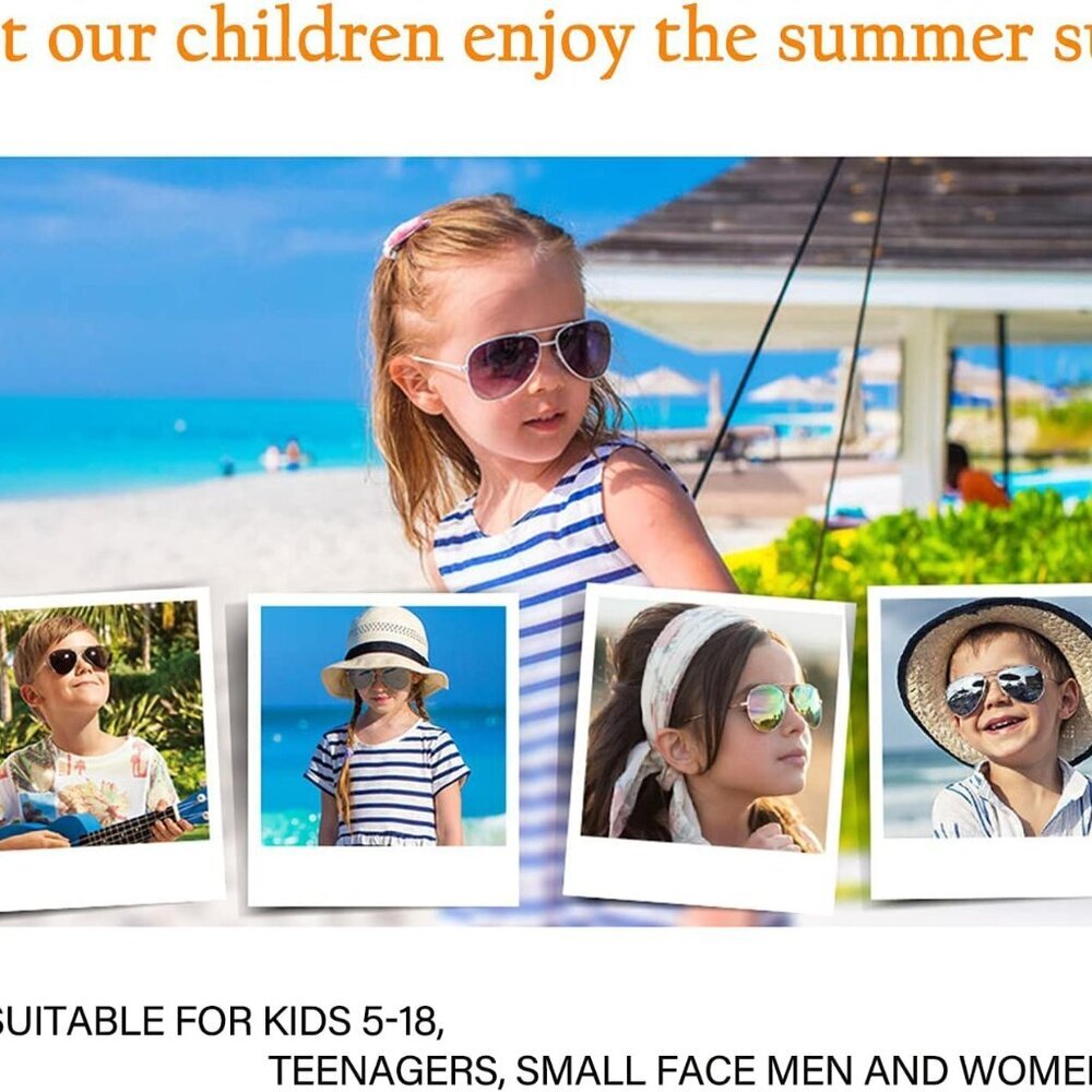 Polarized Kids Aviator Sunglasses for Girls Boys Classic Juniors Glasses UV400 P - Picture 9 of 9